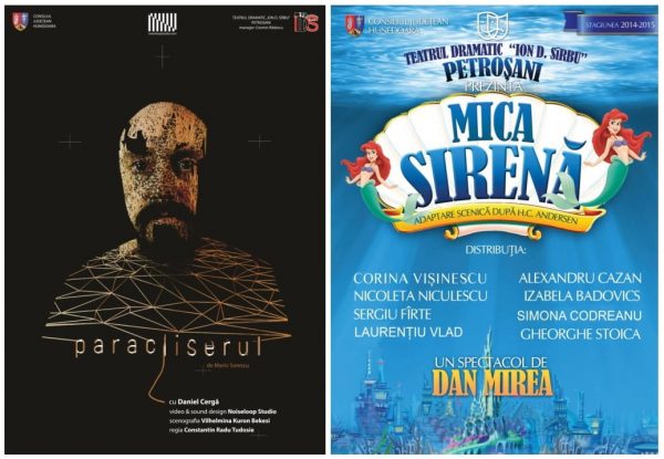 ”Paracliserul” și ”Mica sirenă”, în week-end, pe scena Teatrului ”I.D. Sîrbu” din Petroșani