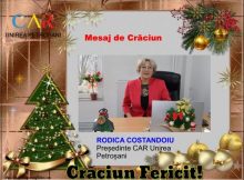 Ec. Rodica Costandoiu, președintele CAR Unirea Petroșani vă urează Sărbători fericite !
