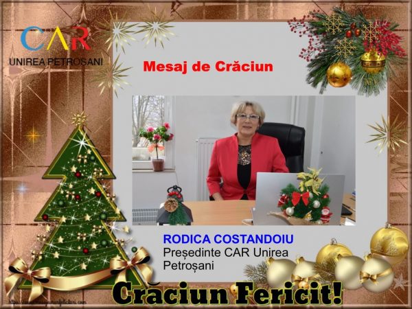 Ec. Rodica Costandoiu, președintele CAR Unirea Petroșani vă urează Sărbători fericite !