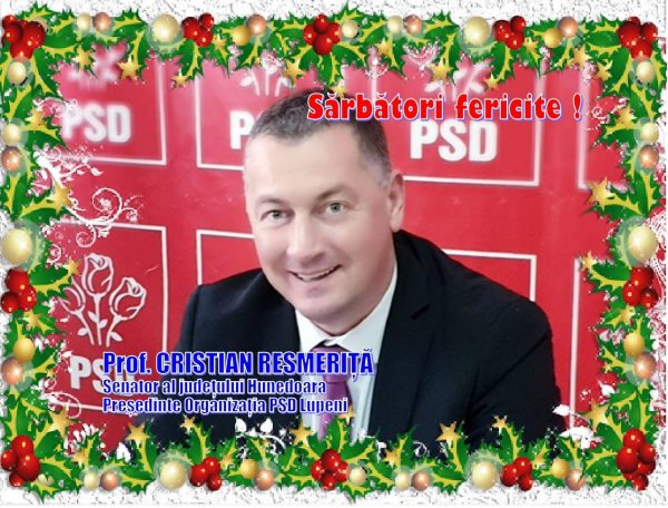 Senatorul Cristian Resmeriță vă urează Sărbători fericite!