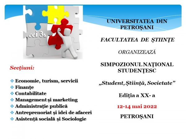 Ediție aniversară a Simpozionului ”Student, Știință, Societate” de la  Facultatea de Științe a Universității din Petroșani