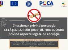 Chestionar privind percepția cetățenilor județului Hunedoara privind aspecte legate de corupție