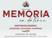 ”Memoria ca datorie”, un nou concurs dedicat Zilei Eroilor, organizat de filiala județeană Hunedoara a Asociației ”Cultul Eroilor-Regina Maria”