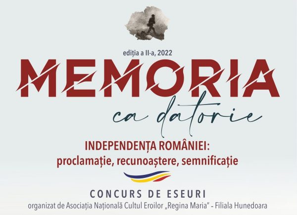 ”Memoria ca datorie”, un nou concurs dedicat Zilei Eroilor, organizat de filiala județeană Hunedoara a Asociației ”Cultul Eroilor-Regina Maria”