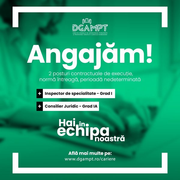 DGAMPT Hunedoara / Anunț concurs pentru angajare