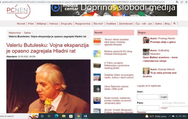 Scriitorul Valeriu Butulescu intervievat de PCNEN, primul ziar electronic din Muntenegru