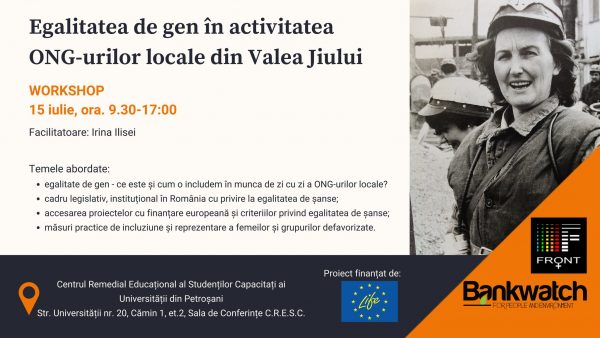 Workshop privind egalitatea de gen în activitatea ONG-urilor de la nivel local în Valea Jiului