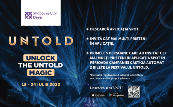 Bilete la Untold și alte premii speciale cu aplicația SPOT de la Shopping City Deva