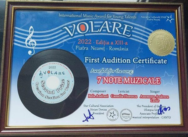 ”7 note muzicale” și un nou premiu de creație pentru Bela Andrași și Camelia Florescu