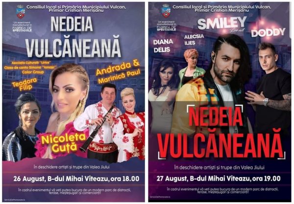 Artiști de top la spectacolele de la Nedeia Vulcăneană