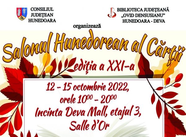 Lansări de carte și expoziții de carte cu vânzare, în luna octombrie, la ”Salonul Hunedorean al Cărții” de la Deva