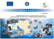 Apa Serv Valea Jiului S.A. a finalizat lucrările executate în cadrul contractului de lucrări VJ-CL-12 „Extindere rețele apă Câmpu lui Neag”