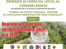 Sărbătoarea ”Turnului Crivadiei” de la Bănița se reprogramează pentru joi, 8 septembrie