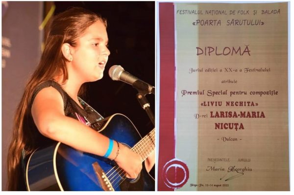 Tânăra cantautoare Larisa Nicuța, Premiul Special de Compoziție la Festivalul Național ”Poarta Sărutului”