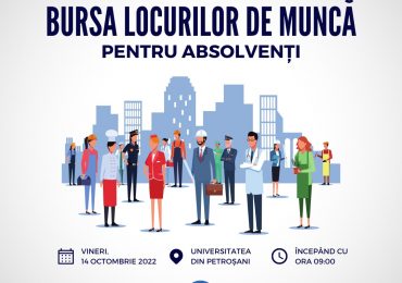 AJOFM Hunedoara organizează, la Petroșani, pe 14 octombrie, Bursa Locurilor de Muncă pentru Absolvenți