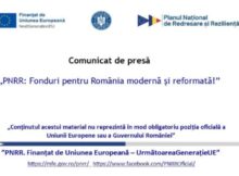 Comunicat de presă / „PNRR: Fonduri pentru România modernă și reformată!”