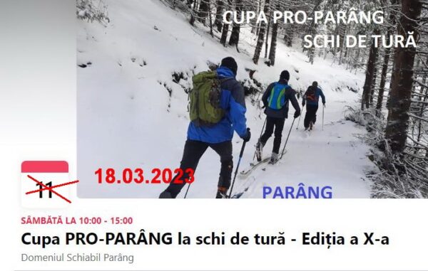 Cupa ”Pro Parâng” la schi de tură se amână cu o săptămână