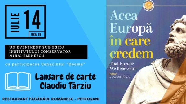 Liderul AUR, Claudiu Târziu lansează la Petroșani cartea ”Acea Europă în care credem”