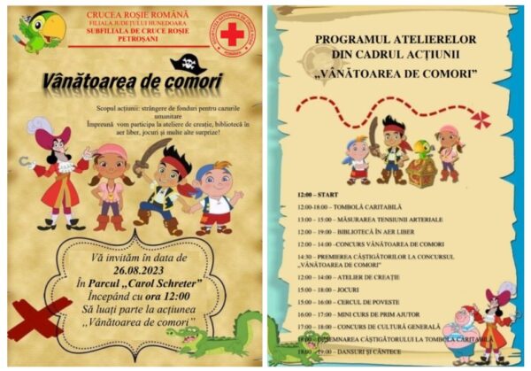 Crucea Roșie Petroșani demarează ”Vânătoarea de comori”, sâmbătă, 26 august, în Parcul ”Carol Schreter”