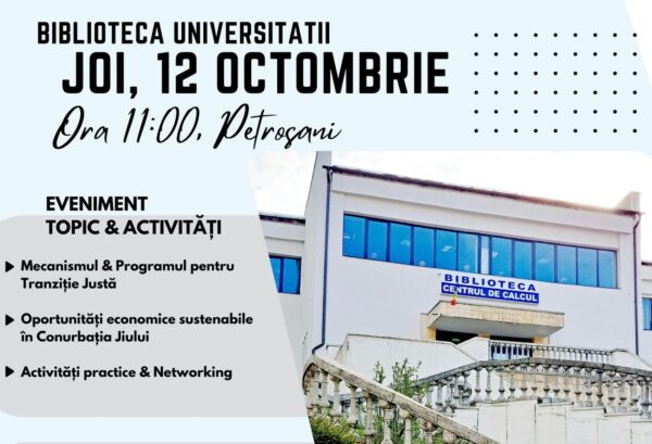 Oportunități economice sustenabile în Conurbația Jiului, o nouă dezbatere privind Fondul pentru Tranziție Justă