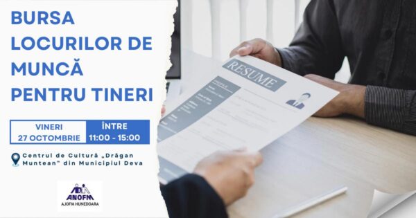 La Deva are loc vineri, 27 octombrie 2023, Bursa locurilor de muncă pentru tineri