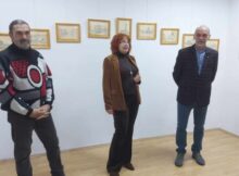 Mozaic artistic pe simezele Casei de Cultură a Studenților din Petroșani, cu lucrări ale prof. Petru Gorea