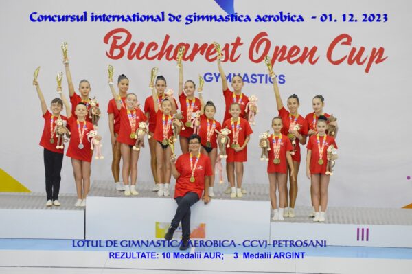 Rezultate de excepție ale sportivelor din Petroșani la competițiile de gimnastică aerobică de anvergură de la București