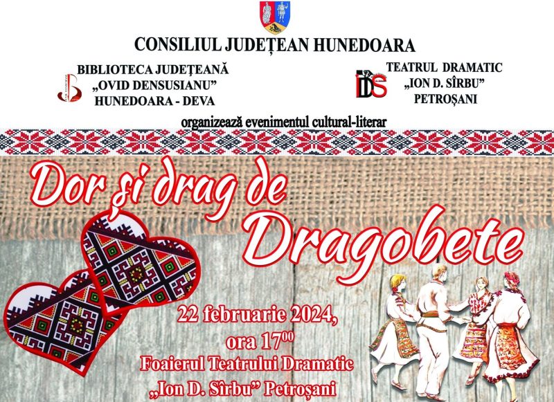 Spectacol poetic și muzical, cu ”Dor și Drag de Dragobete”, pe 22 februarie, la teatrul din Petroșani