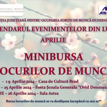 Mini-Burse ale Locurilor de Muncă, în luna aprilie, la Brad, Hațeg și Orăștie
