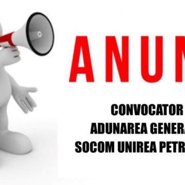 Anunț convocator Adunare Generală Socom Unirea Petroșani