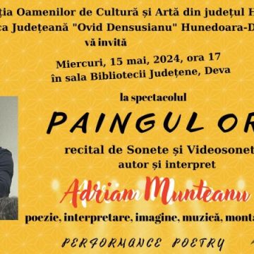 Spectacol de sonete și videosonete cu poetul Adrian Munteanu la Biblioteca județeană din Deva