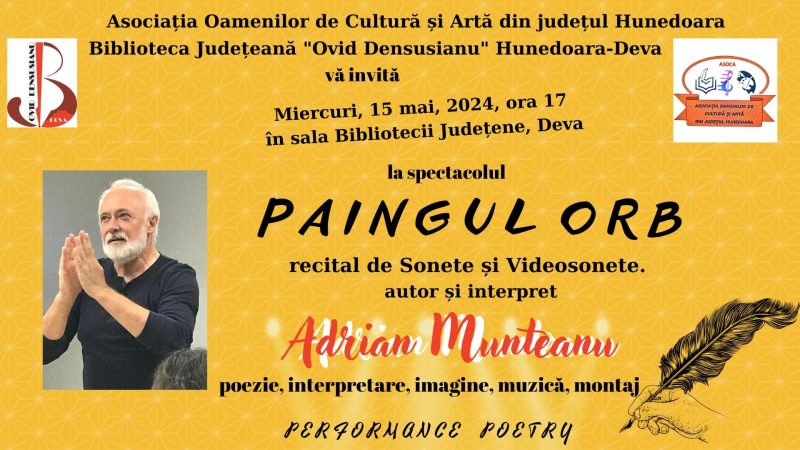 Spectacol de sonete și videosonete cu poetul Adrian Munteanu la Biblioteca județeană din Deva