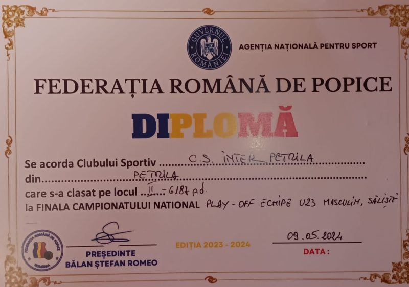 Sportivii de la Inter Petrila, pe podiumul Campionatului Național de Popice