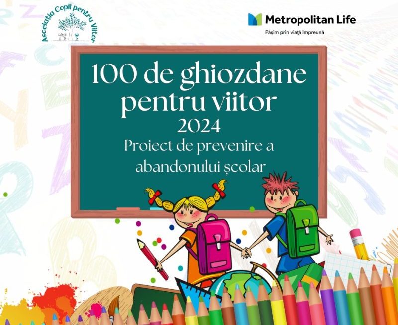 100 de ghiozdane pentru viitor, un nou proiect al Asociației Copii pentru Viitor