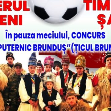 Colindul brundușilor în deschiderea meciului de fotbal Minerul Lupeni-Timișul Șag