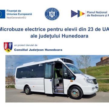 Transport Verde în Județul Hunedoara: 23 de microbuze electrice pentru elevii din 23 de unități administrativ teritoriale