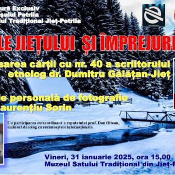 Gală de lansare pentru cartea cu numărul 40 a etnologului dr. Dumitru Gălățan Jieț: ”Cheile Jiețului și împrejurimile – ieri și azi”