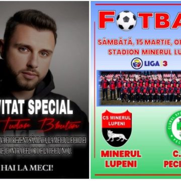 Tudor Buțan, un adevărat ambasador al fotbalului și gamingului din România vine la meciul Minerul Lupeni-CSC Peciu Nou