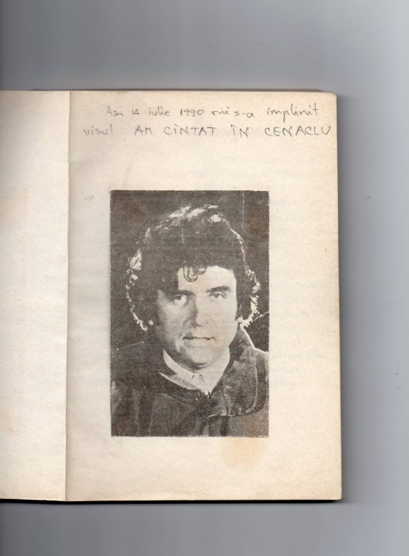 Fila din jurnalul personal, care consemnează momentul debutului artistic al lui Florin Paul Camen