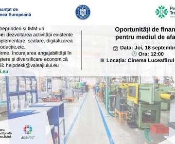 Sesiune de informare pentru posibilii beneficiari ai Programului Tranziție Justă, la Vulcan