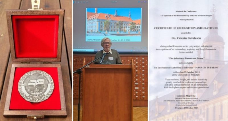 Scriitorul Valeriu Butulescu, apreciat la Conferinţa Internaţională a Aforismului, organizată în Polonia, la Wroclaw