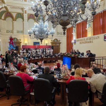 Ședință de bilanț, cu daruri și colinde, la ultima reuniune a Consiliului Județean Hunedoara