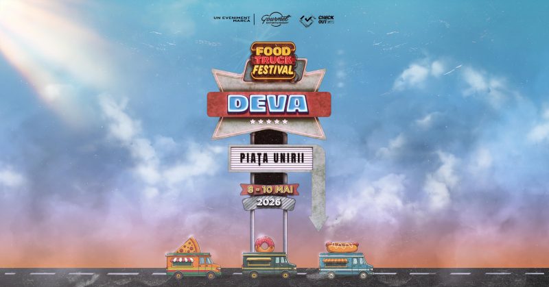 Food Truck Festival revine în Piața Unirii din Deva în perioada 8 – 10 mai 2026, cu trei zile dedicate gastronomiei stradale, muzicii live și activităților pentru toate vârstele.