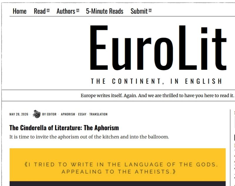 EUROLIT 1 Despre aforisme şi despre Valeriu Butulescu în revista de limbă engleză EuroLit