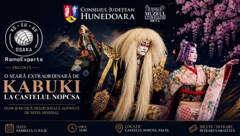 Spectacol autentic de teatru și dans tradițional japonez Kabuki la Castelul Nopcsa