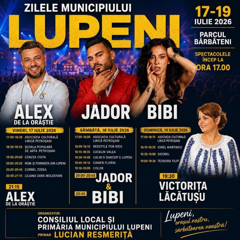 Trei zile de petrecere, la mijloc de iulie, la Zilele Municipiului Lupeni